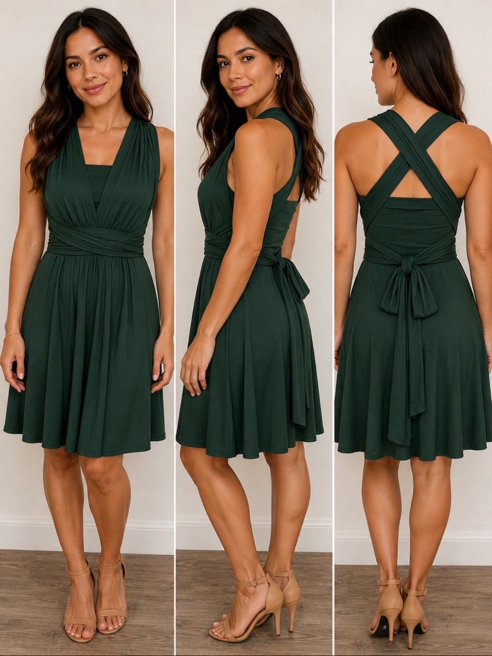 Convertible Infinity Wrap Dress Forest Green